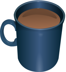coffee in blue mug
